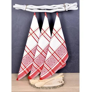 Chňapka FORBYT Utěrka kuchyňská SOLE RED, 50 x 70 cm, 3 ks, 100% egyptská bavlna