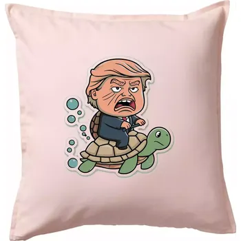 Polštář Trump a želva - Polštář 50x50 - 50x50 - Pouze potah ( Světle růžová )
