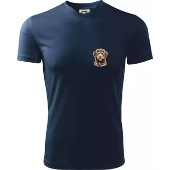 Lagotto romagnolo vyšívaná hlava na prsu - Dětské triko sportovní (dresovina) - 134 cm/8 let ( Námořní modrá (velmi tmavá - téměř černá) )