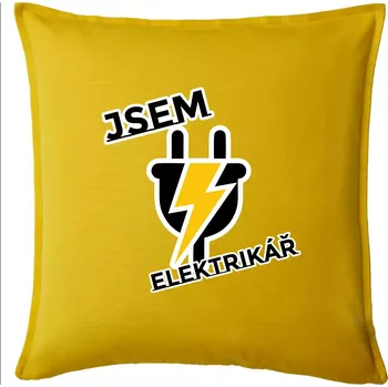 Polštář Zásuvka - jsem elektrikář - Polštář 50x50 - 50x50 - Pouze potah ( Žlutá )