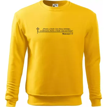 Pánská mikina Citáty z bible - Matouš 7:7 - Mikina Essential pánská - 3XL ( Žlutá )