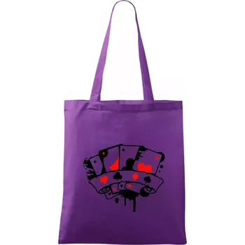 Nákupní taška Poker splash 4 karty - Taška bavlněná - 42 x 38 cm ( Fialová )