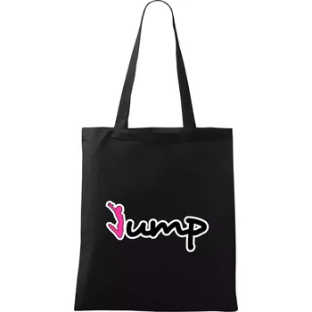 Nákupní taška Jump - nápis a panáček - Taška bavlněná - 42 x 38 cm ( Černá )