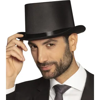 Karnevalový kostým Cylindr černý se stužkou saténový