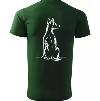 Pánské tričko Pes kreslený zezadu - Triko extra velké (5-8XL) - 8XL ( Lahvově zelená )