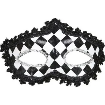 Karnevalový kostým Škraboška šachovnice s krajkou