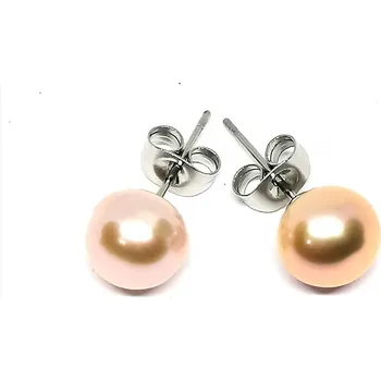 Náušnice Říční perly naušnice puzeta meruňkové – přírodní elegance a jemný barevný odstín