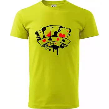 Poker splash 4 karty - Klasické pánské triko vyšší gramáže - S ( Limetková )