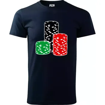 Pánské tričko Poker žetony - Triko extra velké (5-8XL) - 5XL ( Námořní modrá (velmi tmavá - téměř černá) )