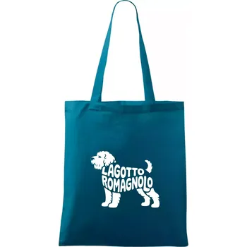 Nákupní taška Lagotto romagnolo nápis v těle - Taška bavlněná - 42 x 38 cm ( Petrolejová )
