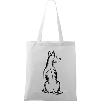 Pes kreslený zezadu - Taška bavlněná - 42 x 38 cm ( Bílá )