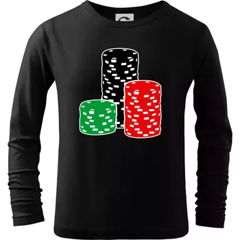 Chlapecké tričko Poker žetony - Triko dětské Long Sleeve - 122 cm/6 let ( Černá )
