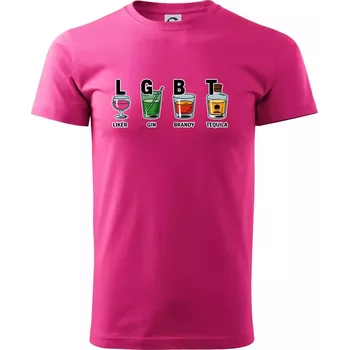 Pánská móda LGBT - Likér, Gin, Brandy, Tequila - Klasické pánské triko vyšší gramáže - L ( Purpurová )