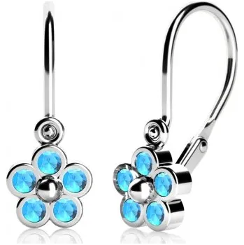 Náušnice Couple, Dětské náušnice Karsin v bílém zlatě s modrými zirkony, Brizura dětská, 585-53-3-1020.1B00.0.00.003.14