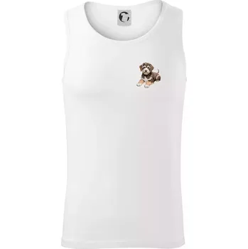 Lagotto romagnolo ležicí vyšívaný na prsu - Tílko pánské Core - M ( Bílá )