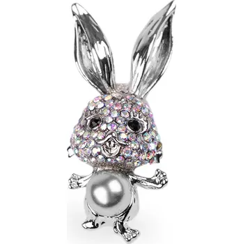 Náramek Brož s broušenými kamínky králík, pes, malé, 2 crystal AB králík