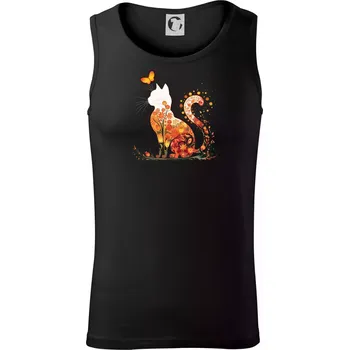 Květinová kočka a motýl - Tílko pánské Core - L ( Černá )