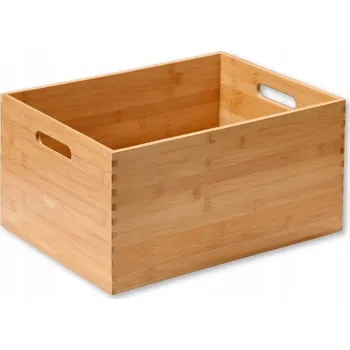 Úložný box BAMBUSOVÁ NÁDOBA KRABIČKA S ÚCHYTY, HNĚDÁ, 22 L