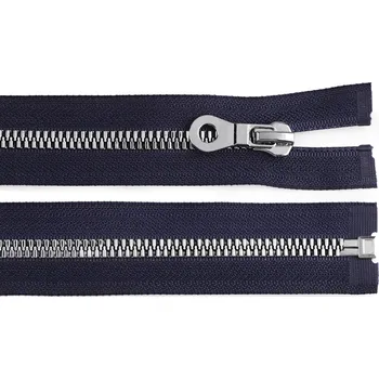 Zip Kostěný zip, imitace kovu No 8 délka 60 cm bundový, barva 330 modrá tmavá