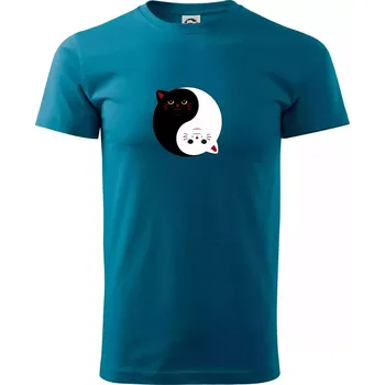 Kočky jin jang barevné - Klasické pánské triko vyšší gramáže - XS ( Petrolejová )