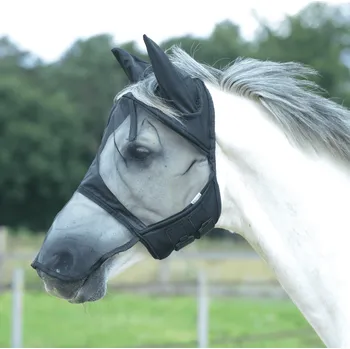 Koňská maska proti hmyzu BUSSE Maska proti hmyzu Fly Cover Pro Gap II BUSSE, s ochranou uší a nozder, černá SHETTY