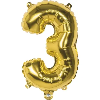 Karnevalový kostým Foliová číslice 3 zlatá -86 cm