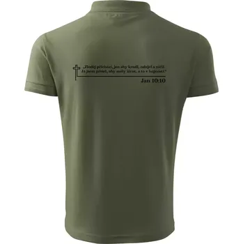 Pánská košile Citáty z bible - Jan 10:10 - Polokošile pánská Pique Polo 203 - 4XL ( Khaki )