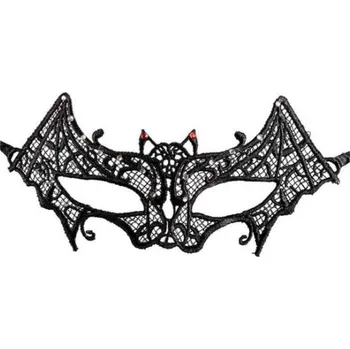 Karnevalový kostým Carnival Toys Krajková škraboška netopýr s kamínky Černá