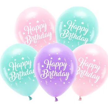 Karnevalový kostým PARTYDECO Sada 5 balónků Happy Bithday růžová