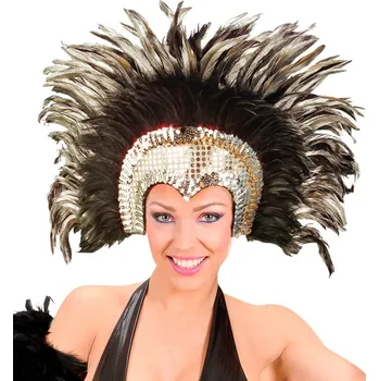 Karnevalový kostým Widmann Péřová čelenka Kabaret stříbrná