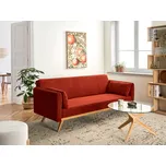 Rozkládací pohovka červená látkové čalounění 3místná dřevěný rám boční područky tradiční styl obývací pokoj Beliani