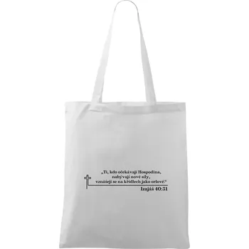 Citáty z bible - Izajáš 40:31 - Taška bavlněná - 42 x 38 cm ( Bílá )