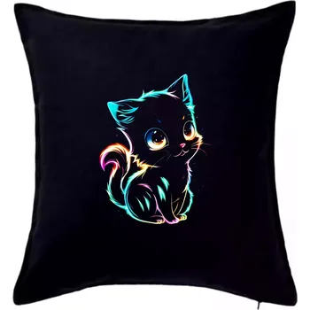 Polštář Svítivé kotě - Polštář 50x50 - 50x50 - Pouze potah ( Černá )