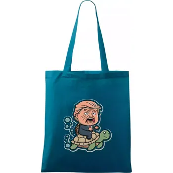Trump a želva - Taška bavlněná - 42 x 38 cm ( Petrolejová )