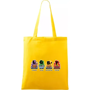Nákupní taška LGBT - Lasagne, Guláš, Bramborák, Tatarák - Taška bavlněná - 42 x 38 cm ( Žlutá )