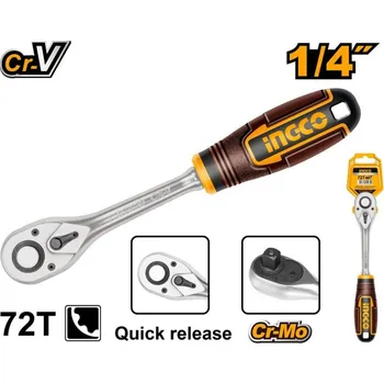 Ráčna Ráčna 1/4" Cr-V, 155mm, 72 zubů INGCO