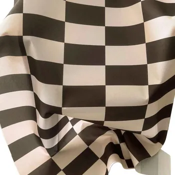 Venkovní látka na zahradní lehátka a houpací sítě, Béžovo-Hnědá Šachovnice, 5x10 cm