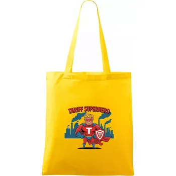 Nákupní taška Tariff Superhero Trump - Taška bavlněná - 42 x 38 cm ( Žlutá )