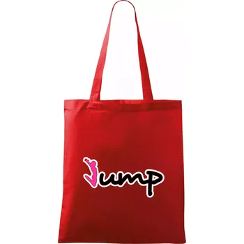 Nákupní taška Jump - nápis a panáček - Taška bavlněná - 42 x 38 cm ( Červená )
