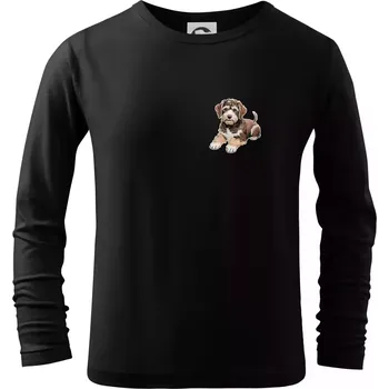 Chlapecké tričko Lagotto romagnolo ležicí vyšívaný na prsu - Triko dětské Long Sleeve - 158 cm/12 let ( Černá )