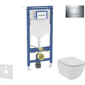 GEBERIT - Duofix Set předstěnové instalace, klozetu a sedátka Ideal Standard Tesi, tlačítka Sigma30, Rimless, SoftClose, lesklý chrom/chrom mat SANI11CD1100