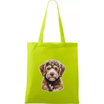 Lagotto romagnolo vyšívaná hlava - Taška bavlněná - 42 x 38 cm ( Limetková )