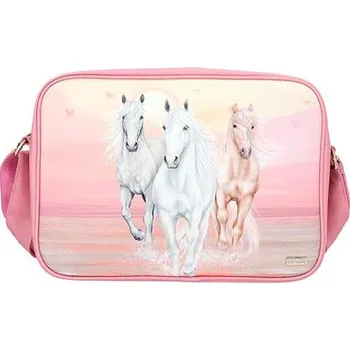 Dětský batoh Crossbody Miss Melody, západ slunce, 3 koníci, růžová