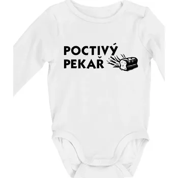 Poctivý Pekař - Body kojenecké s dlouhým rukávem - Dlouhý r. do 3 měs ( Bílá )