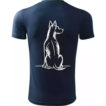 Pánské tričko Pes kreslený zezadu - Pánské triko Fantasy sportovní (dresovina) - 3XL ( Námořní modrá (velmi tmavá - téměř černá) )