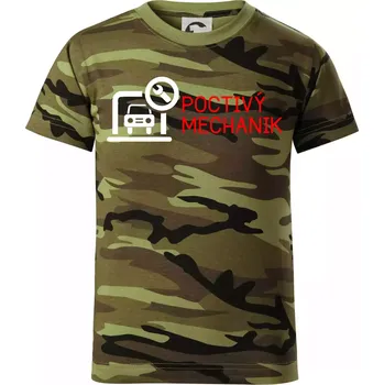 Chlapecké tričko Poctivý mechanik - Dětské maskáčové triko - 146 cm/10 let ( Zelený maskáč )