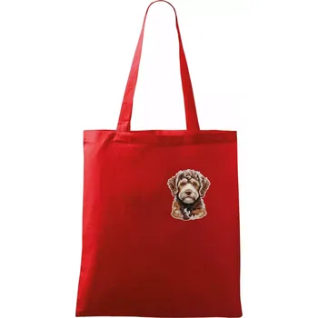 Nákupní taška Lagotto romagnolo vyšívaná hlava na prsu - Taška bavlněná - 42 x 38 cm ( Červená )