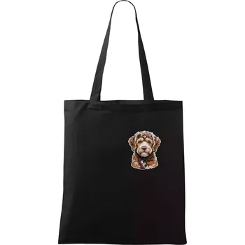 Lagotto romagnolo vyšívaná hlava na prsu - Taška bavlněná - 42 x 38 cm ( Černá )