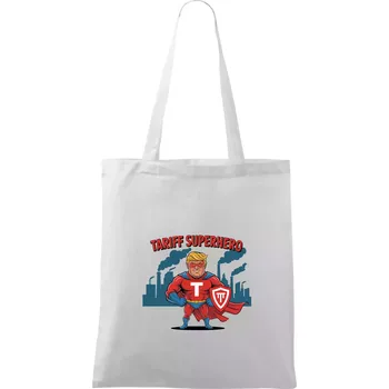 Tariff Superhero Trump - Taška bavlněná - 42 x 38 cm ( Bílá )
