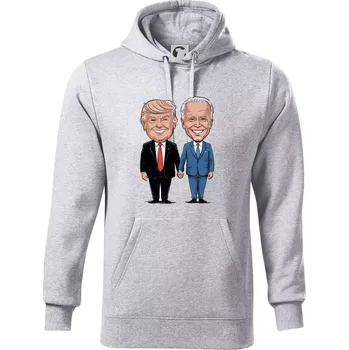 Pánská mikina Trump a Biden - velký kamarádi - Mikina pánská Cape s kapucí - M ( Světlešedý Melír )